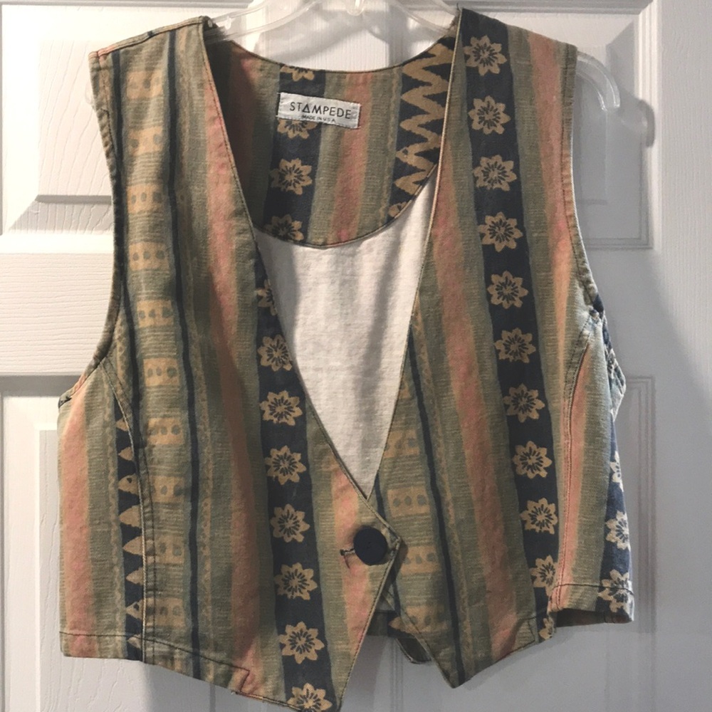 Vintage 1980s ‘Stampede’ Multi Color Denim Vest